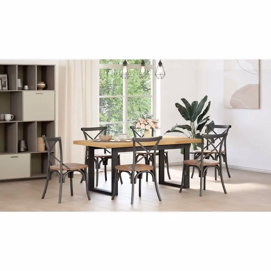 Berkfield Home NOAIN Rectangular Dining Table in Brown Solid Pine with U-Shaped Legs W/D/H: 180 x 90 x 75 cm – 3