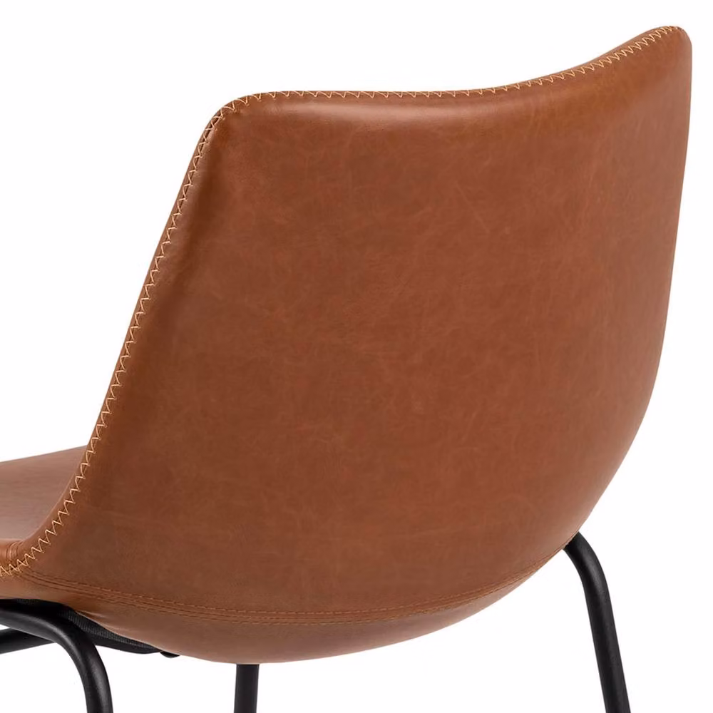 Wyld Haus Set of 2 Bogense Dining Chairs in Tan Faux Leather with Black Metal Cantilever Base – 3