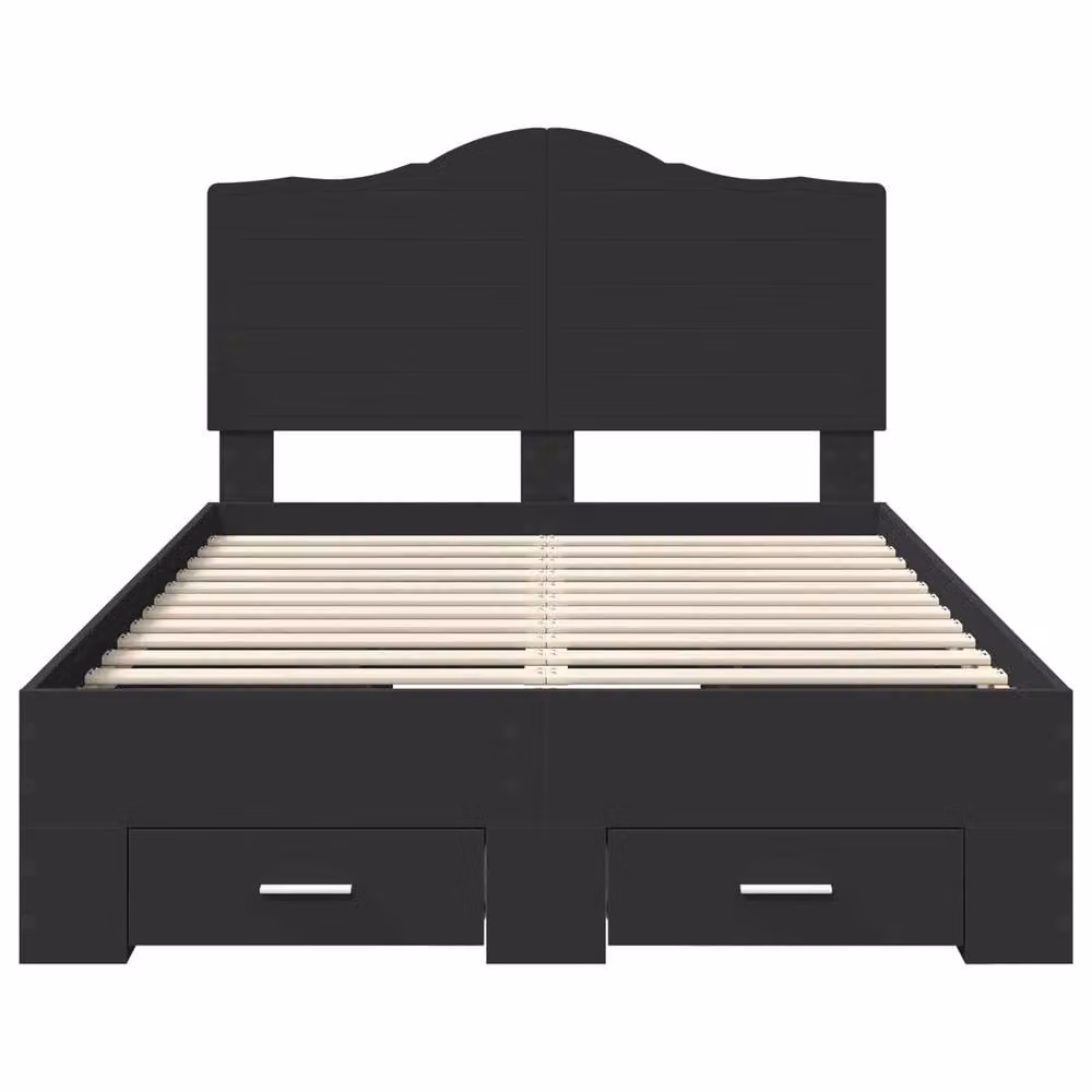 Berkfield Home Modern Bed Frame with Headboard and Drawers in Black, Engineered Wood, W: 135 cm – 4