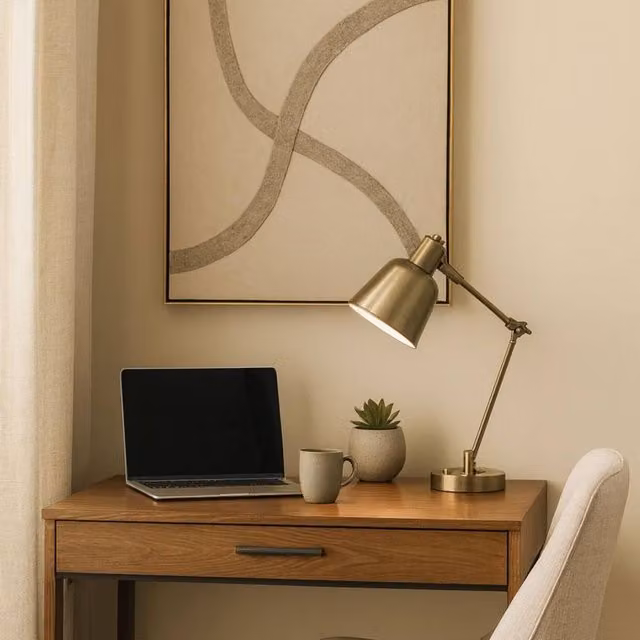 Pagazzi Erik Metal Table Lamp in Gold and White, Height: 40 cm, Width: 15 cm, Depth: 15 cm – 1