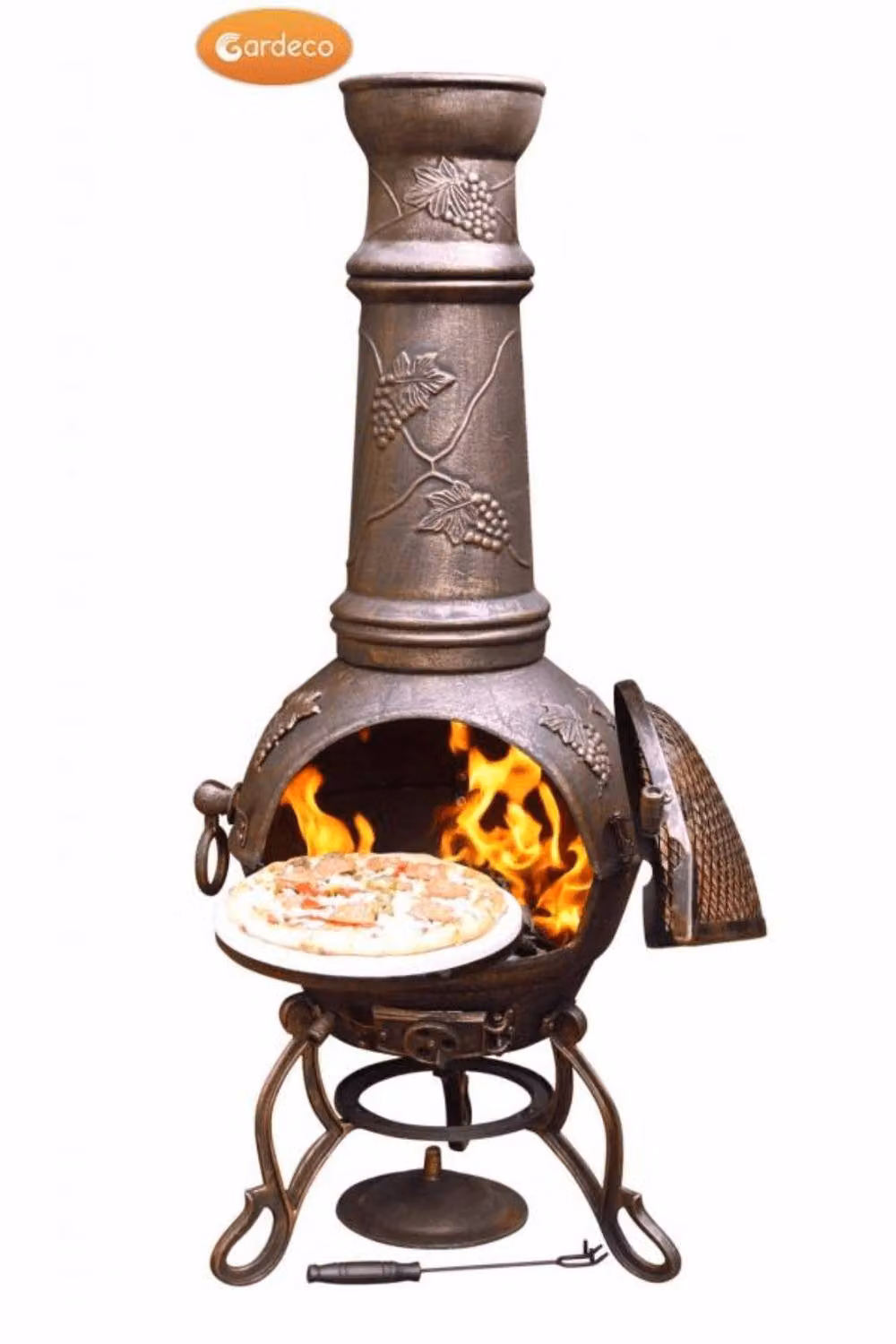 Gardeco Toledo Extra Large Cast Iron Grapes Chiminea in Bronze – 3