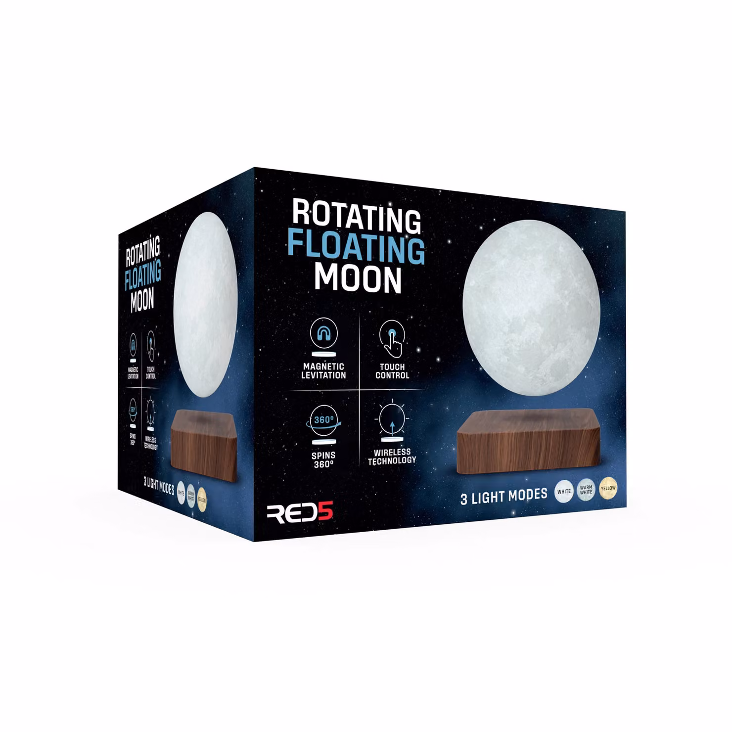 Menkind RED5 3D Floating Moon Lamp with Magnetic Suspension in White, Diameter: 25.4 cm – 3