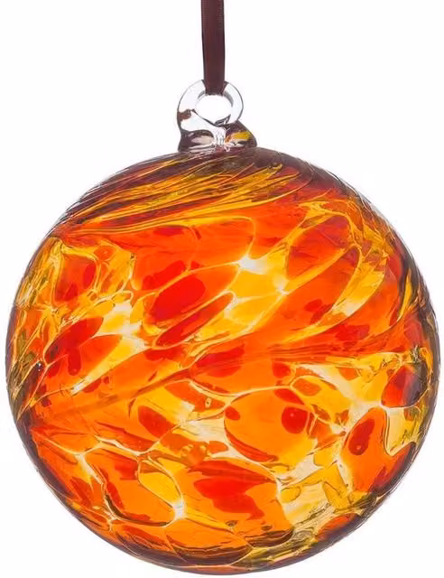 Sienna Glass 8cm Friendship Ball Hanging Glass Ornament in Orange, Yellow and Red – 2