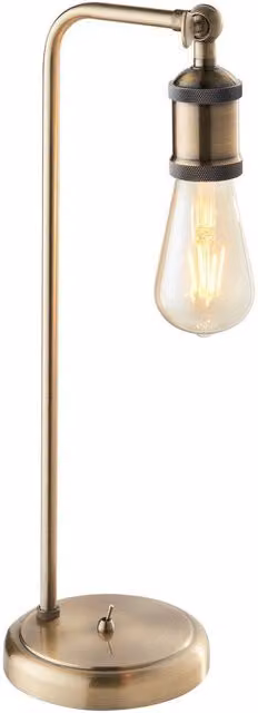Netlighting Hal Complete Table Lamp in Antique Brass and Yellow Glass