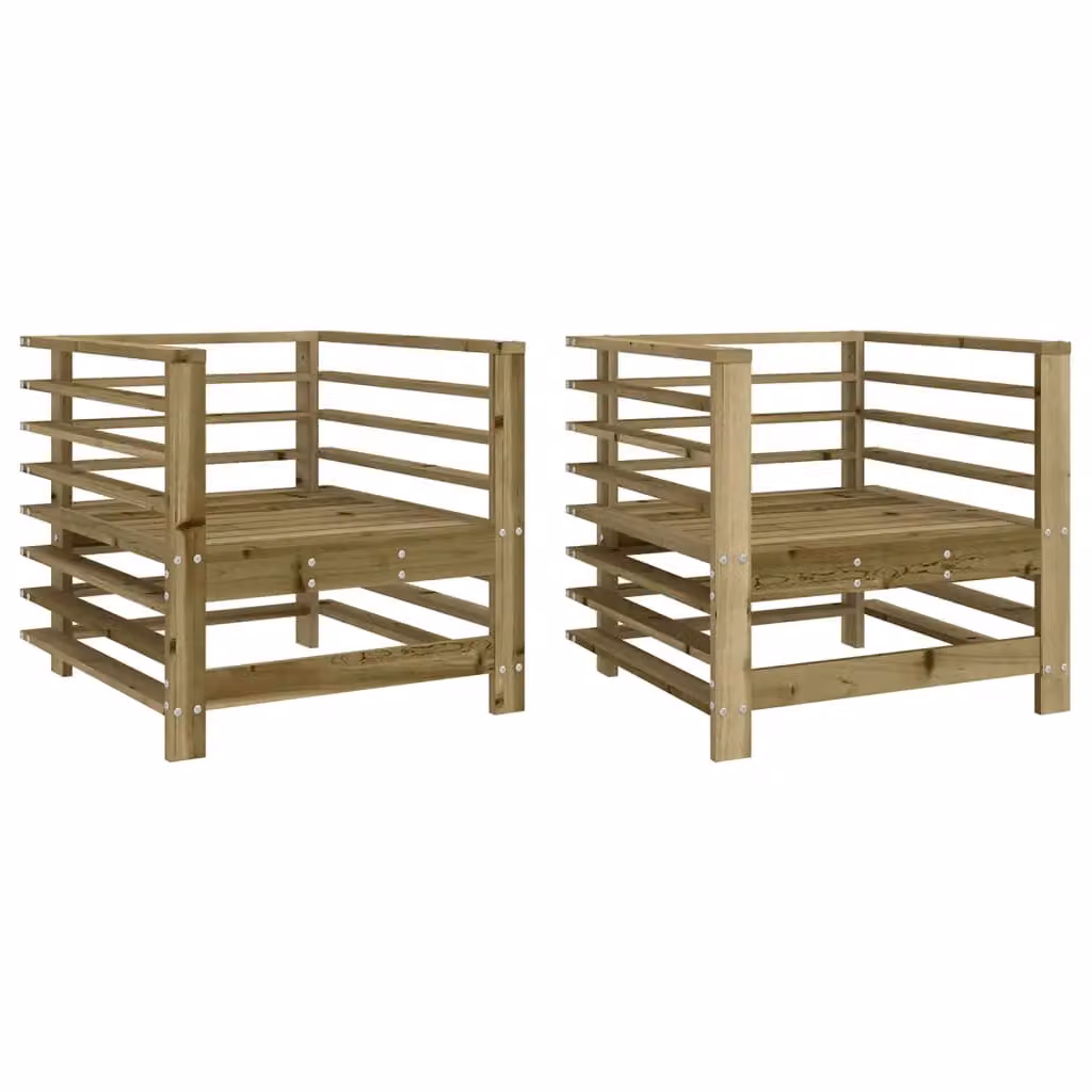 Berkfield Home Set of 2 Rustic Brown Impregnated Pine Wood Garden Chairs – 2