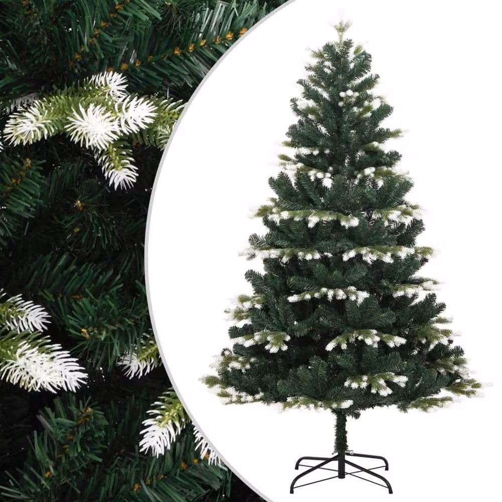 Berkfield Home Beautiful Artificial Hinged Christmas Tree with Flocked Snow, Green and White, Height: 150 cm – 2