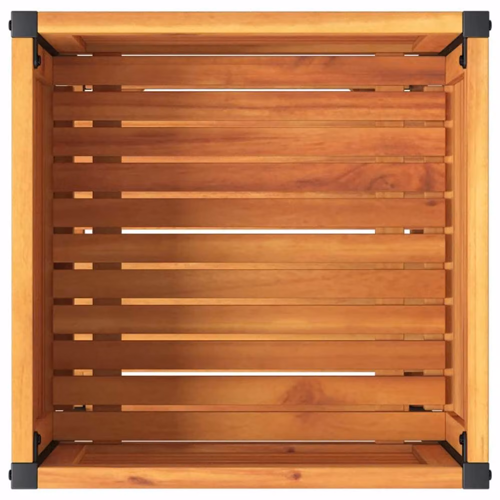Berkfield Home Garden Planter with Shelf in Brown Acacia Wood and Steel, W/D/H: 45 x 45 x 80 cm – 4