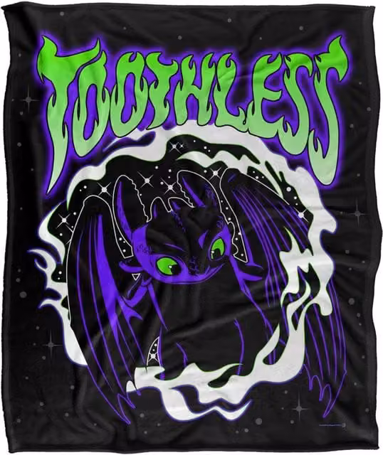 NBCU Toothless Night Fury Dragon Super Soft Throw Blanket for Children, Multicolour, W: 152.4 cm, D: 127.0 cm – 1