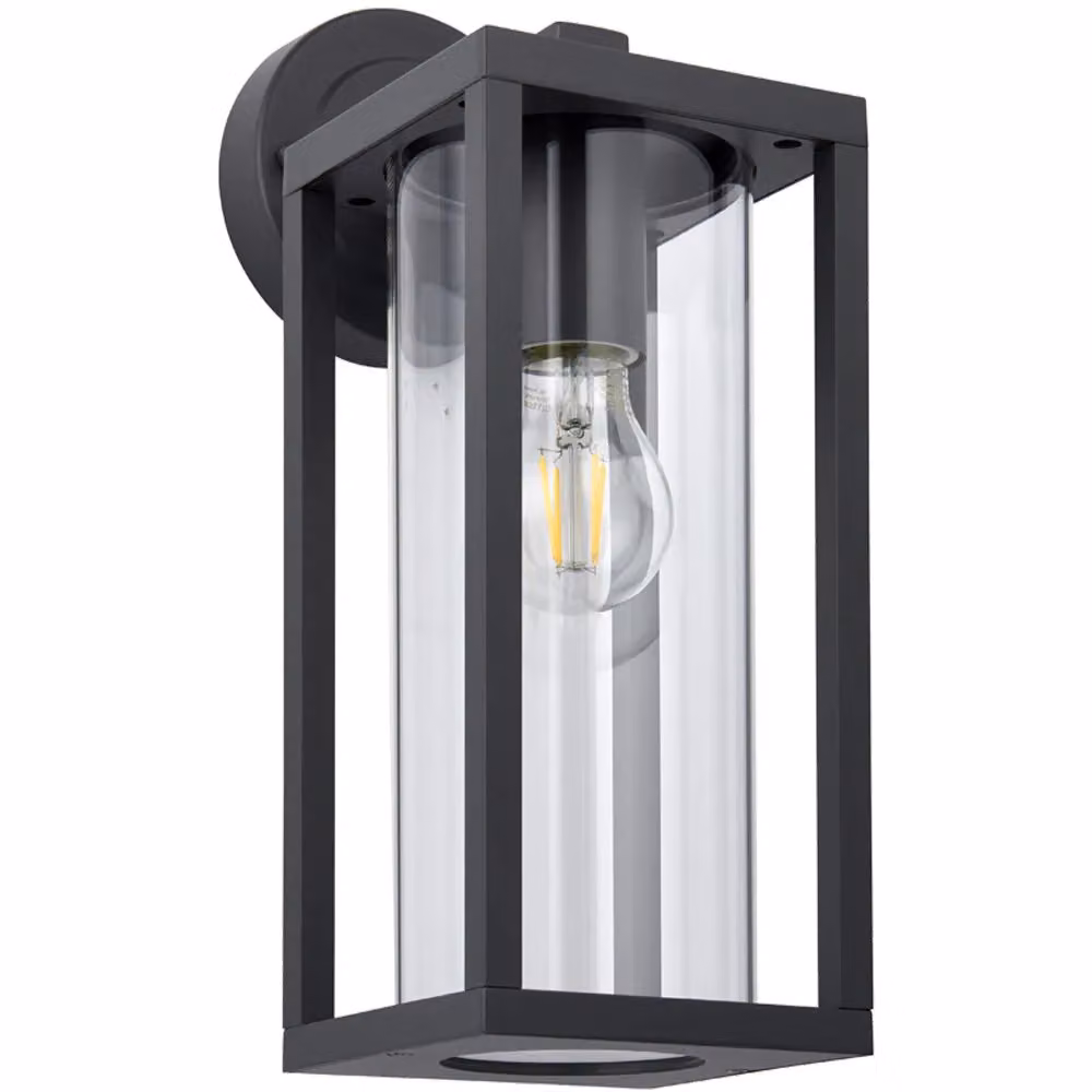 Loops Non Automatic Modern Outdoor Wall Light in Black with Transparent Glass Diffuser H 35.0 cm x W 19.5 cm x D 13.0 cm – 4