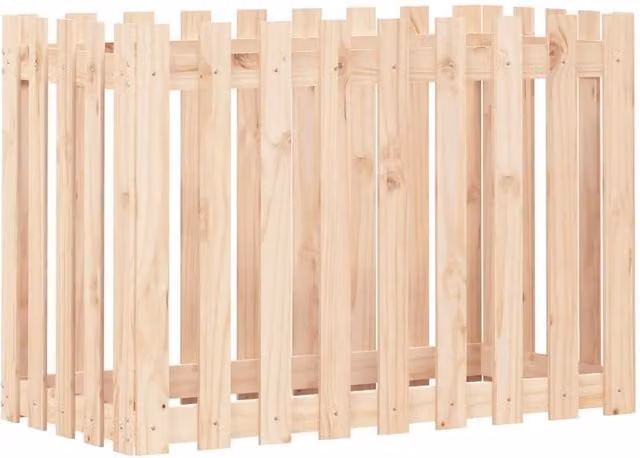 Berkfield Home Garden Raised Bed with Fence Design in Natural Wood, W/D/H: 100 x 50 x 70 cm