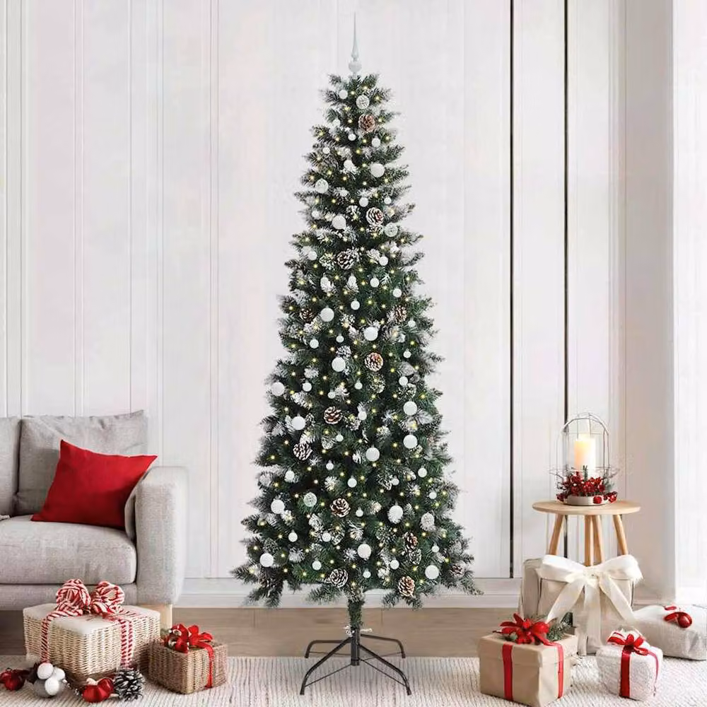 Berkfield Home Elegant Artificial Christmas Tree with 300 LEDs, Green, W/D/H: 96 x 96 x 240 cm – 2