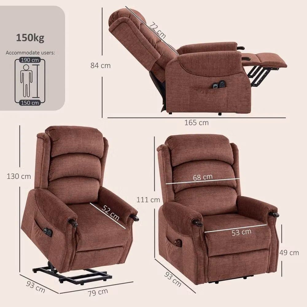 FORGEVIO Power Lift Recliner with Vibration Massage and Heat in Bronze Fabric – 2