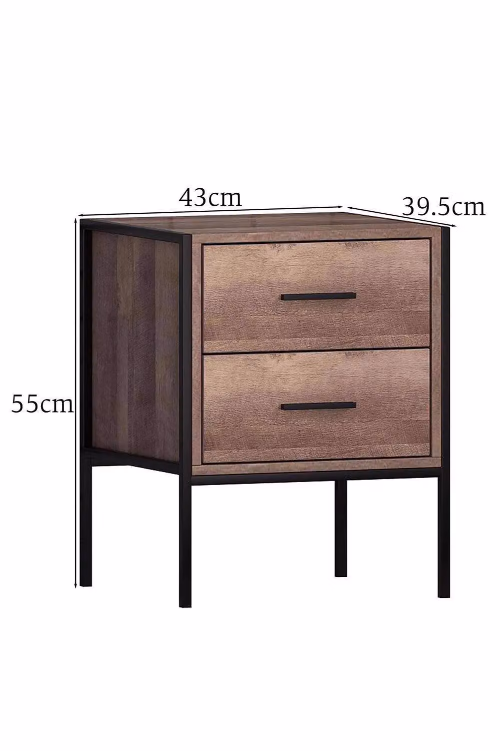 FWStyle Industrial Inspired 2 Drawer Bedside Table Nightstand in Brown and Black – 2
