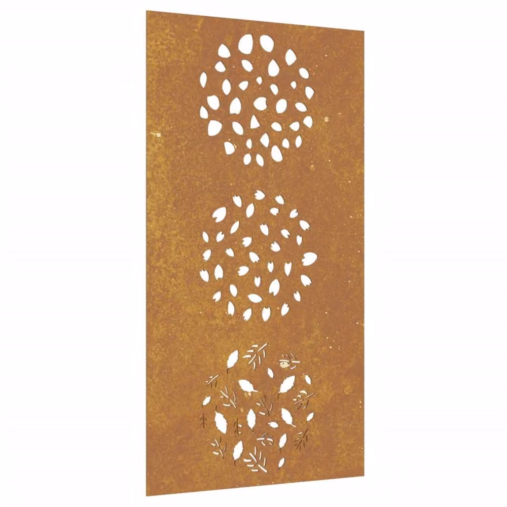 Berkfield Brown Corten Steel Floral Wall Decoration with Leaf Design, W: 105 cm, H: 55 cm – 3