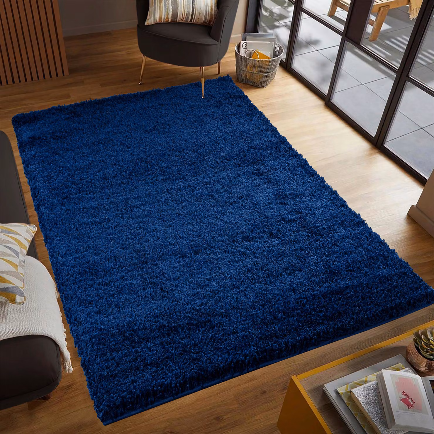 Smart Living Soft Fluffy Shaggy Area Rug in Dark Blue, 60 x 110 cm – 2