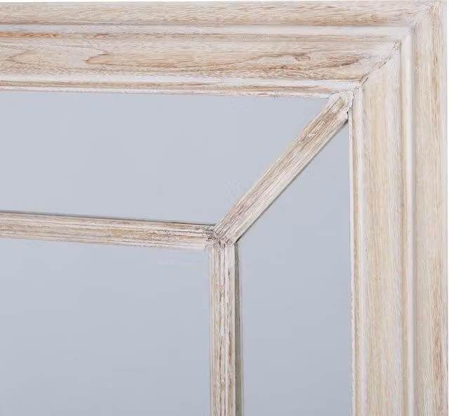 KDMK Rustic Window Pane Wall Mirror with Washed Wood Frame in Brown