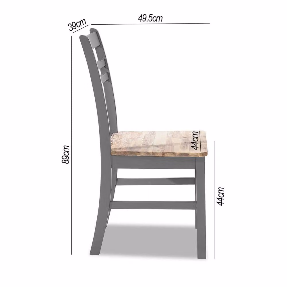 Statement Furniture Florence Country Style Wooden Dining Chair in Grey with Limed Acacia Seat – 3