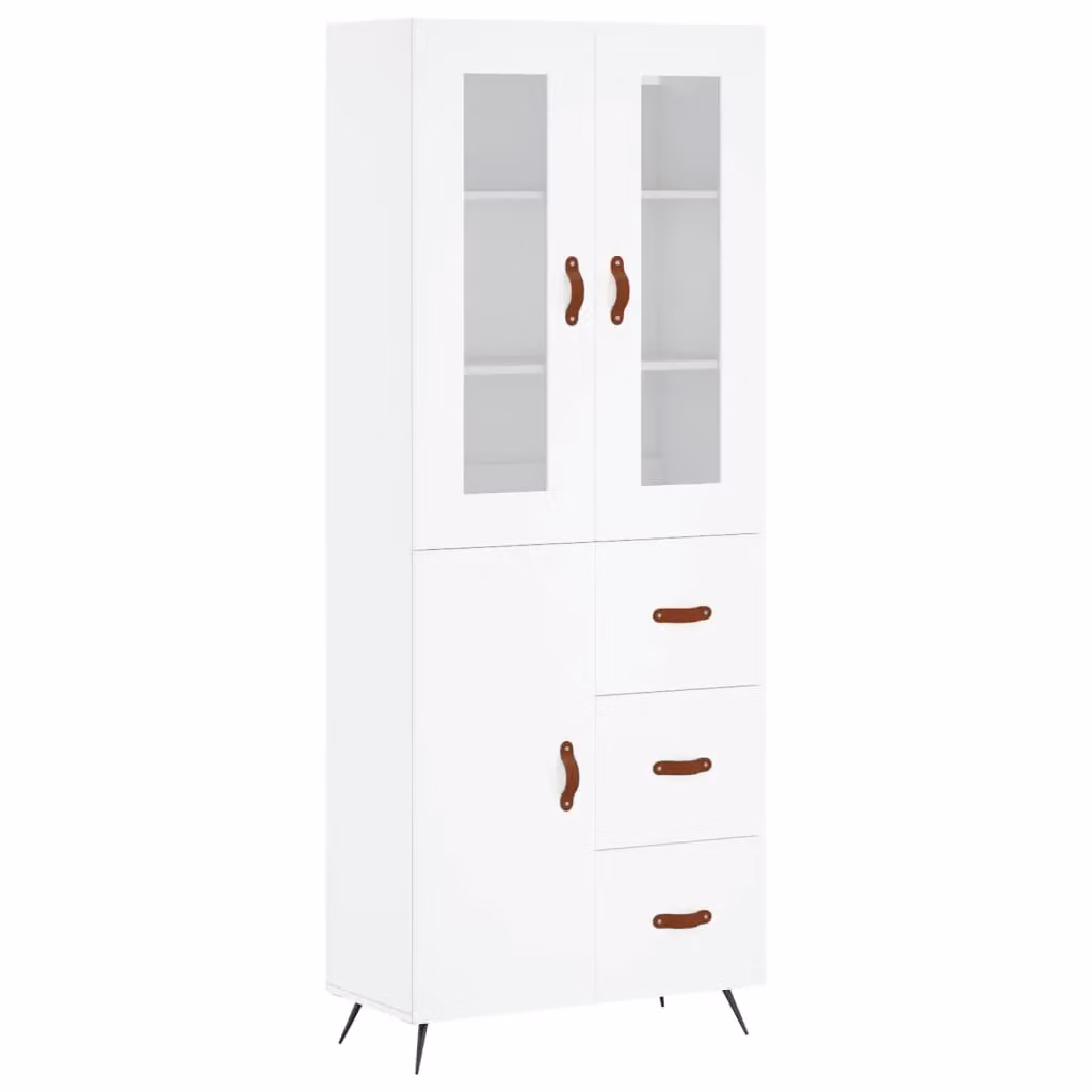 Berkfield Home White Matt Highboard W/D/H: 69.5 x 34 x 180 cm – 2