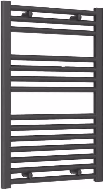 Bathroom Kingdom Diva Anthracite Straight Heated Towel Rail, Grey, W: 80 cm, D: 50 cm
