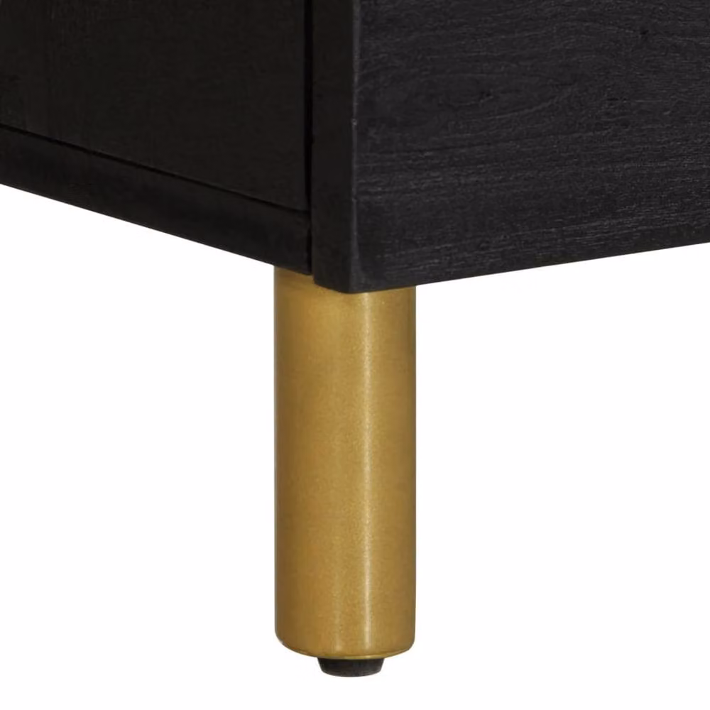 Berkfield Home Black Mango Wood Bedside Cabinet W/D/H: 40 x 33 x 46 cm – 5