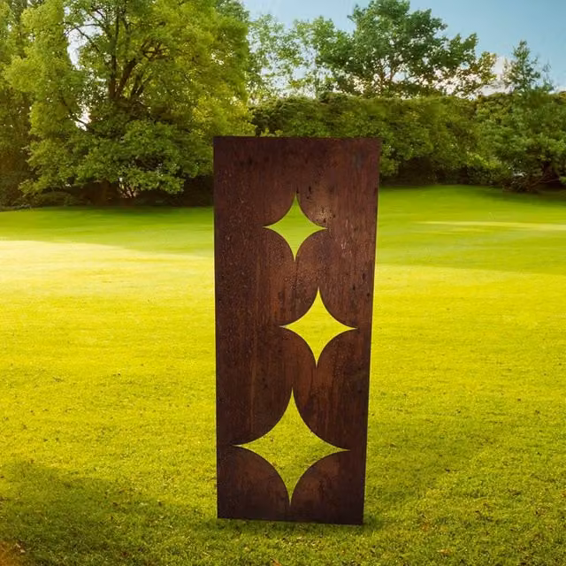 Poppyforge Stars Garden Screen Small in Brown Steel, W: 35.5 cm, H: 116.4 cm