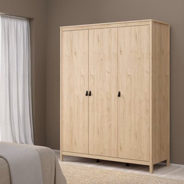 Jackson Hickory Barcelona 3-Door Wardrobe in Matt Black and Brown