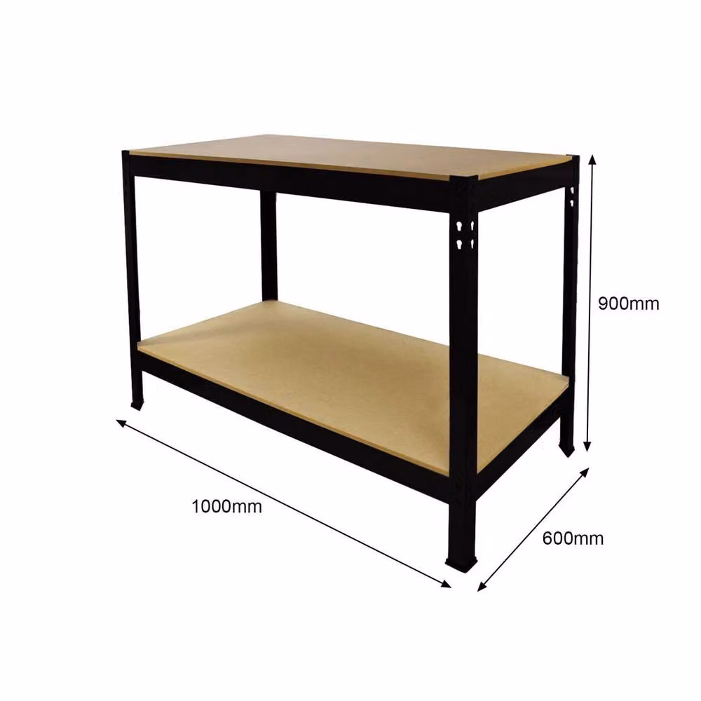 FLAVORA Heavy Duty Metal and Wood DIY Workbench Garage Boltless Station in Beige, Height Adjustable, W: 100 cm, D: 40 cm, H: 60 cm – 2
