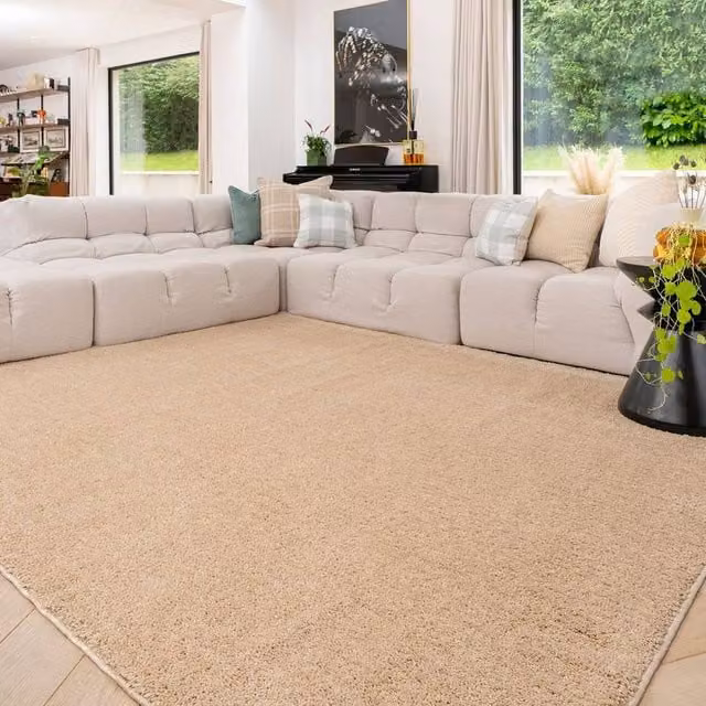 Kukoon Moroccan Shaggy Rug in Beige, Machine Washable Polyester Bedroom Carpet, W: 120 cm, L: 170 cm – 1