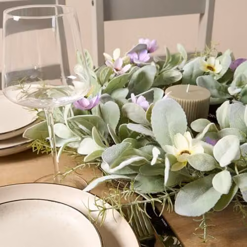 OHS Pink Artificial Floral Wreath with Lavender and Leaves, W/D/H: 50 x 50 x 10 cm – 3