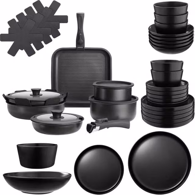 tectake Kitchen Starter Set Una/Parma in Black – 1