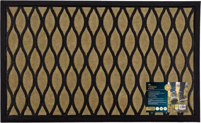 JVL Vienna Brown Rubber Backed Scraper Doormat, W: 45 cm, D: 75 cm