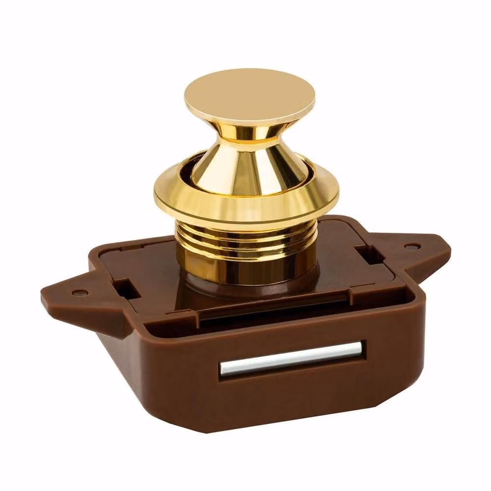 SPETLEK 5-Pack Push Button Catch Lock for Motorhome and Campervan Cupboards in Brown – 3