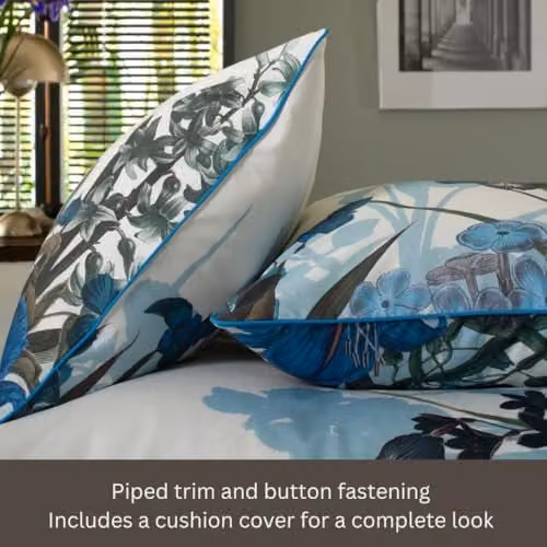 The Lyndon Company Tivoli Blue Floral 100% Cotton Duvet Cover Set with Button Fastening – 2