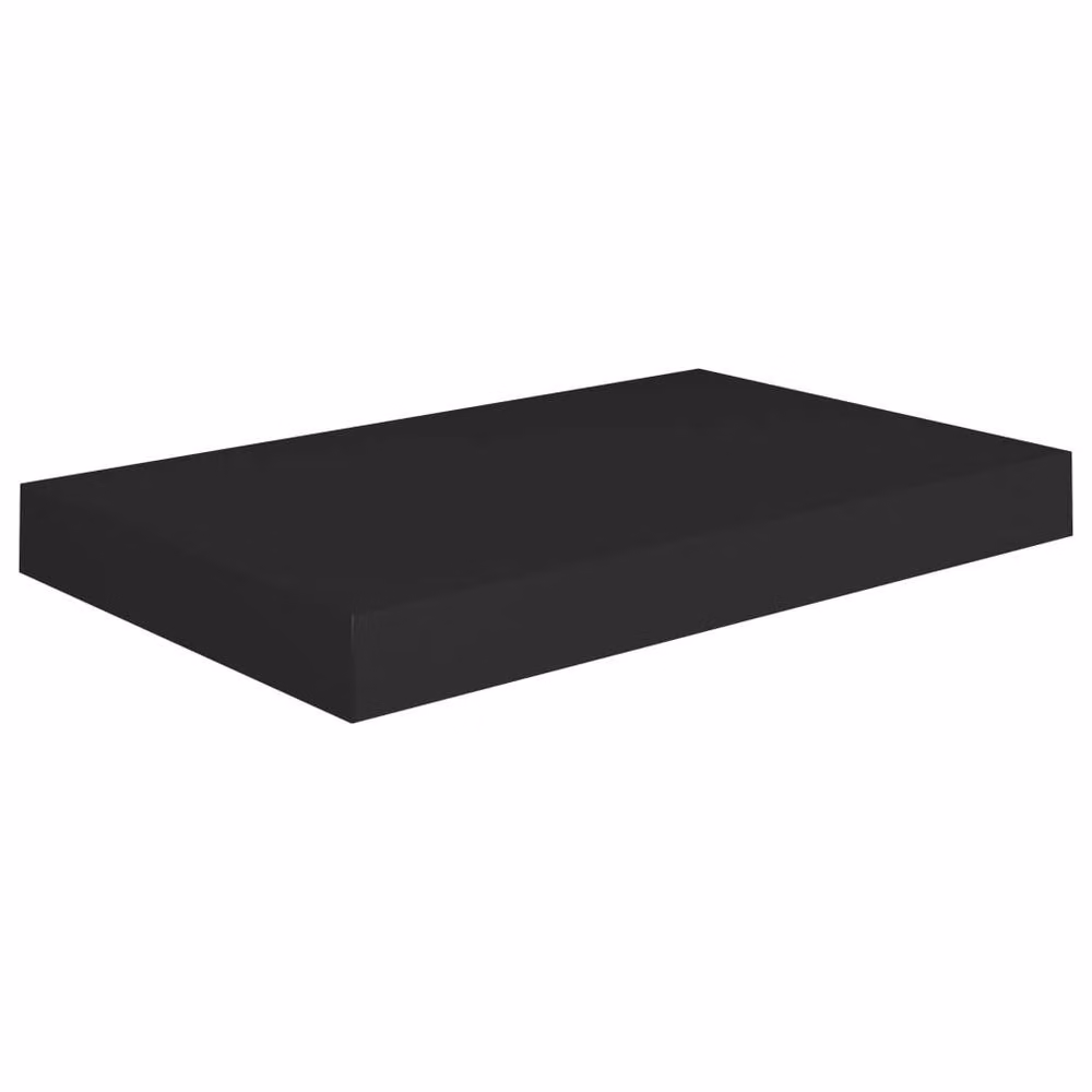 Berkfield Home Set of 4 Durable Floating Wall Shelves in Black MDF and Metal, W/D/H: 40 x 23 x 3.8 cm – 4