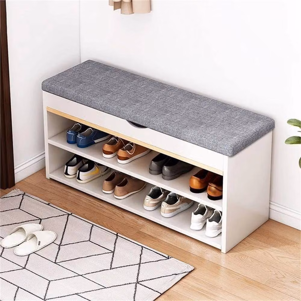Nordara 3-Tier Wooden Shoe Rack Bench for Hallway Storage in White – 5