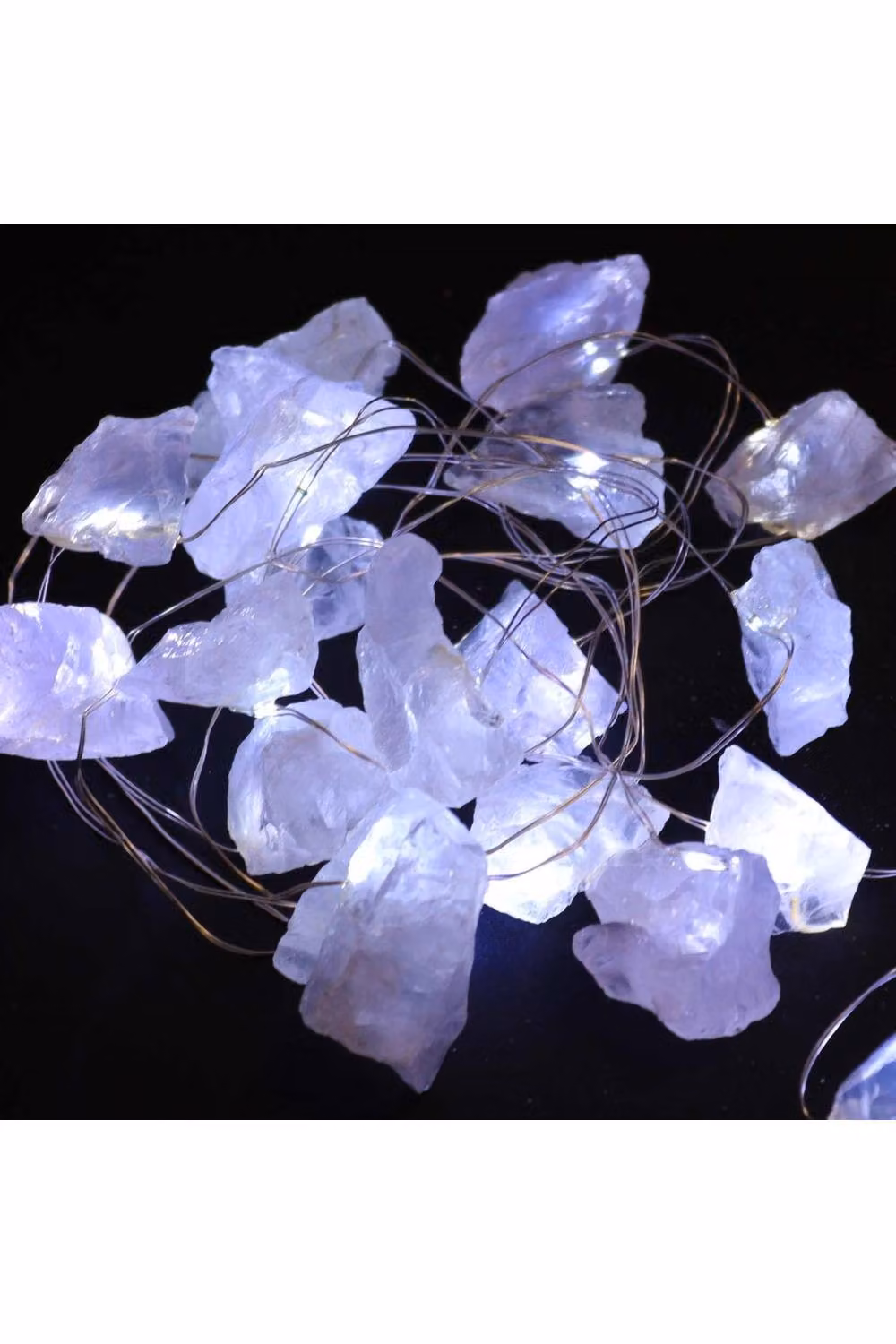 KDMD Gemstone Enchantment Warm White LED Rock Quartz String Lights in White – 3