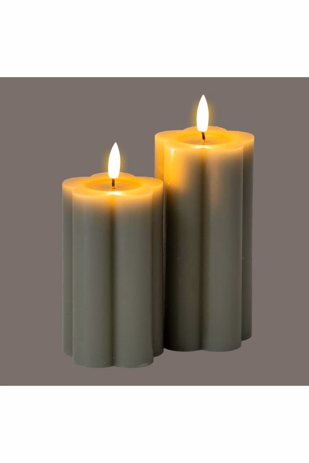 KDMD Luxe Collection Grey Pillar LED Wax Candle with Flicker Effect – 3