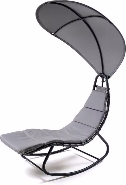 Keplin Heavy Duty Textoline Hammock Sun Lounger with Canopy in Grey