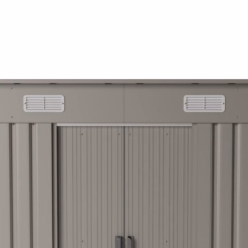 Living and Home Grey Metal Pent Storage Tool Shed with Sliding Doors for Garden and Terrace – 5