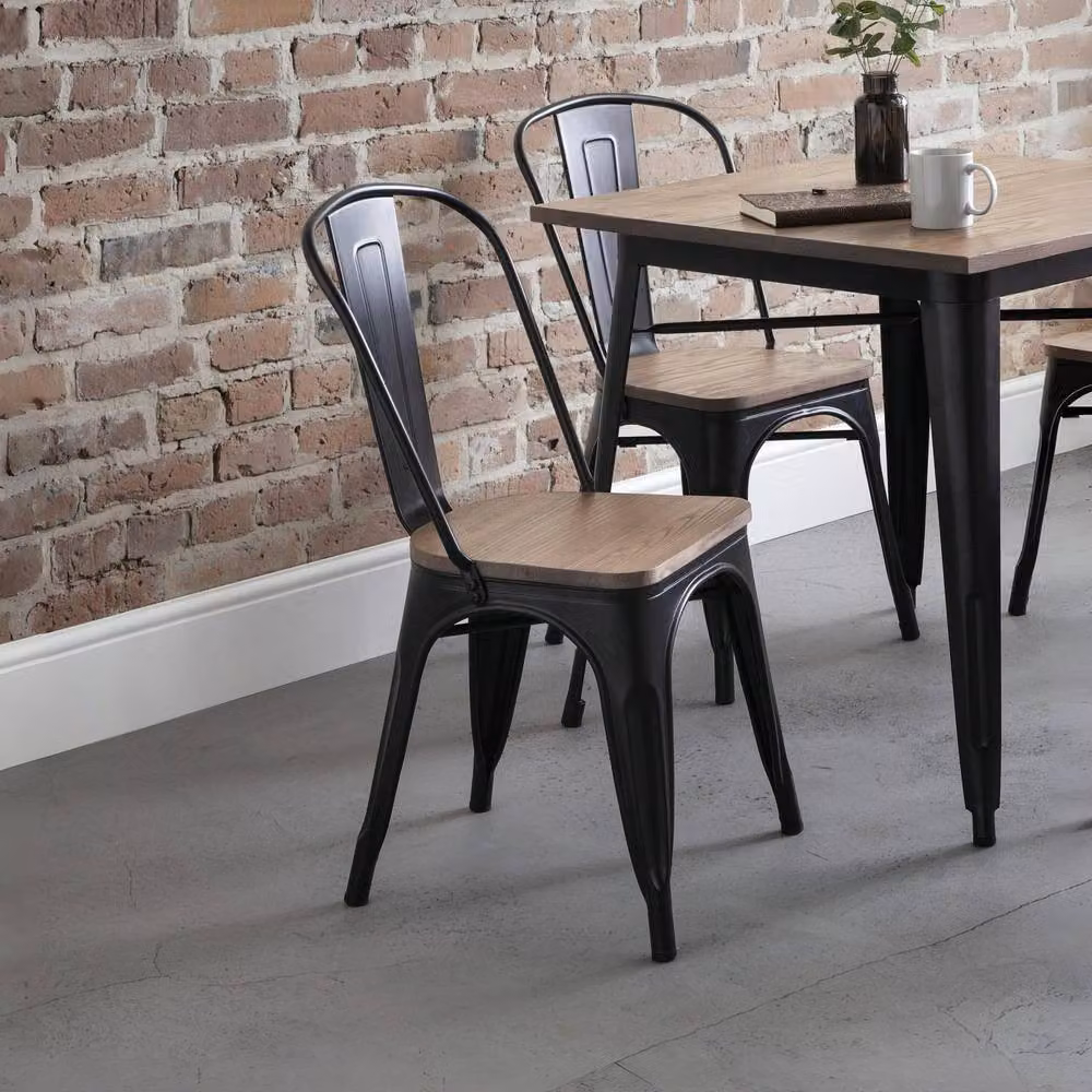Cheshire Ashford Industrial Metal Dining Chairs, Set of 4, Black and Multicolour – 3