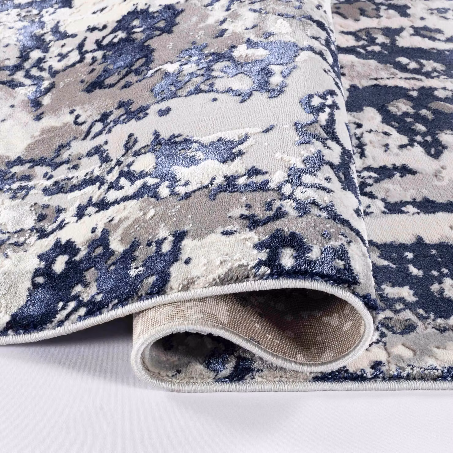 Desire Rugs Styra Modern Abstract Area Rug in Blue and Silver, W: 200 cm, D: 290 cm – 4