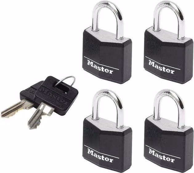 Master Lock Set of 4 Black Aluminium 20 mm Padlocks with Vinyl Covers – 3