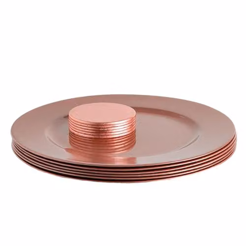 Argon Tableware 12pc Gold Metallic Charger Plates and Coasters Set in Melamine, Diameter: 33 cm