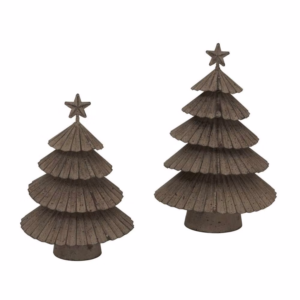 Lemon Pavilion Rustic Layered Christmas Tree with Star in Silver and White, W14 x D6 x H19 cm – 3