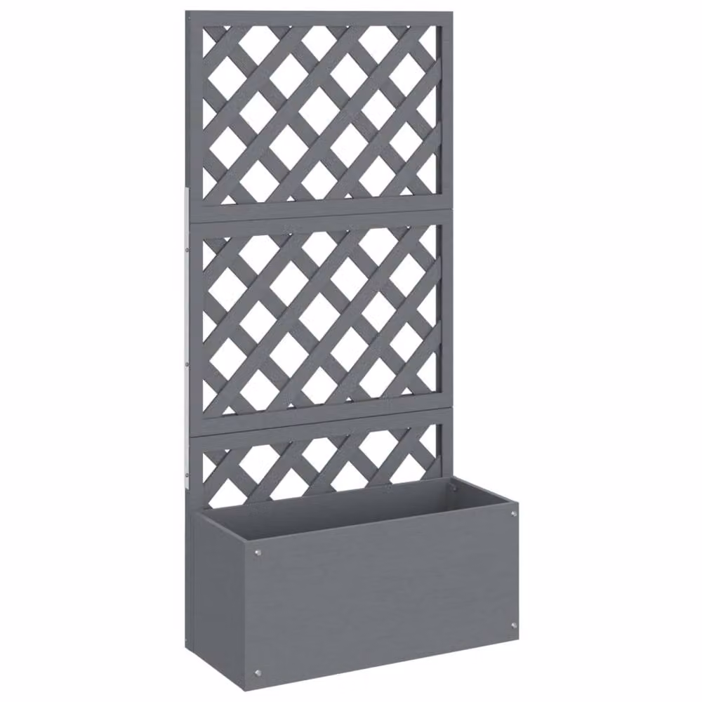 Berkfield Home Trellis Planters, 2 Piece Grey WPC, W: 65 cm, D: 33 cm, H: 135 cm – 2