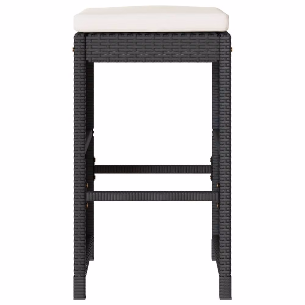 Berkfield Home Beautiful Garden Bar Stools with Cushions, 4 Piece Set in Black Poly Rattan – 4