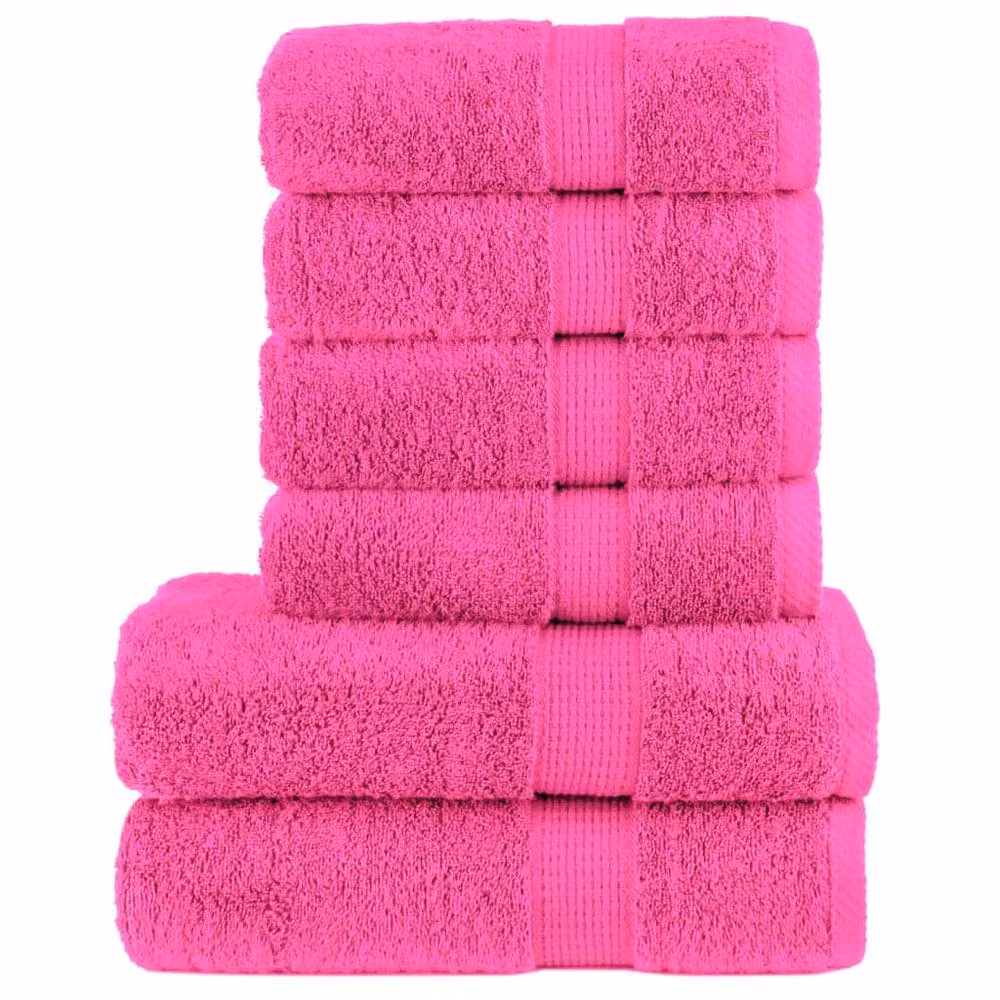 Berkfield Home SOLUND 6 Piece Premium Cotton Terry Towel Set in Pink, 600 gsm – 2