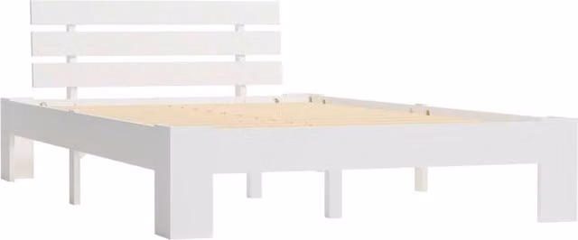 Berkfield Home White Solid Pine Wood Bed Frame W/D/H: 120 x 200 x 66 cm