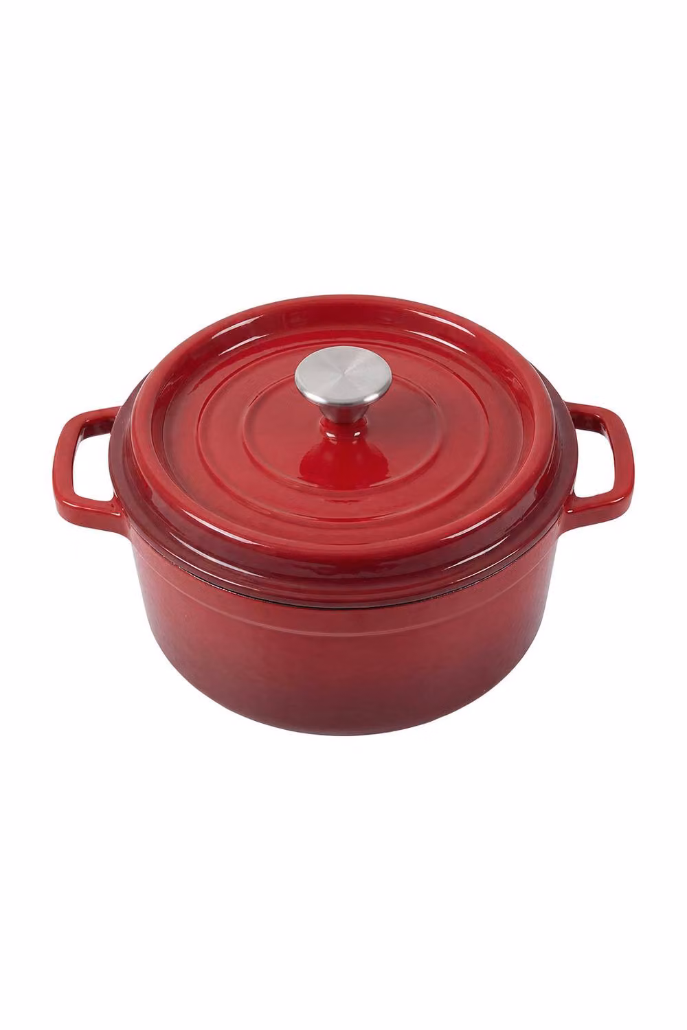 Living and Home Enamelled Cast Iron Dutch Oven Casserole Pot with Glass Lid, Dark Red, 6 l – 3