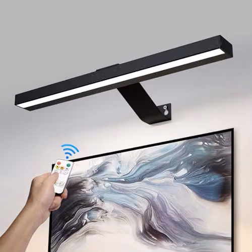 Harper Living Set of 2 Rechargeable LED Picture Lights in Black, Dimmable Wall Mounted Bar Lights with Remote Control – 5